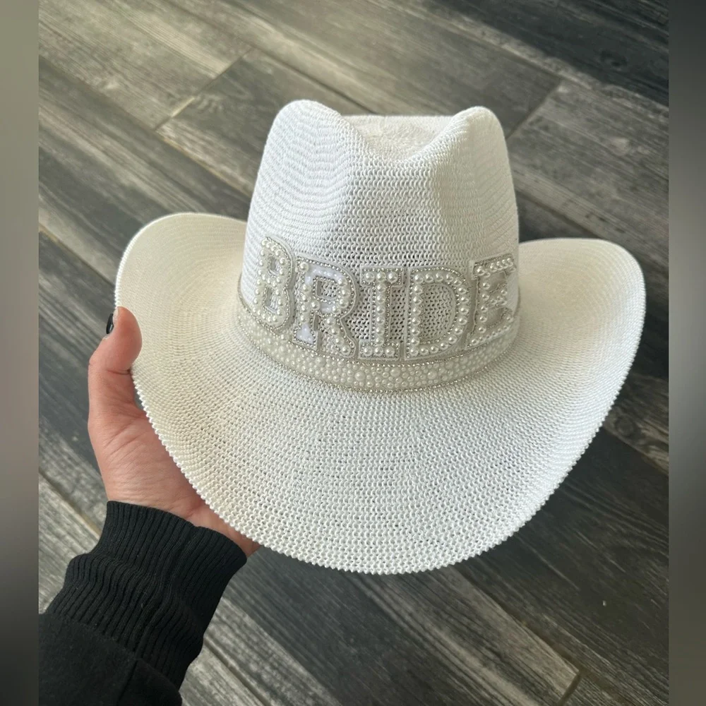 C.C White Rhinestone 'Bride' Cowboy Hat